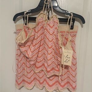 Together Chevron Pink and Cream Mini Skirt Set
